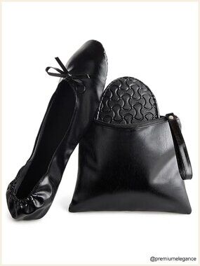 Foldable Ballet Flats Women's Portable Roll up Shoes with Storage Case